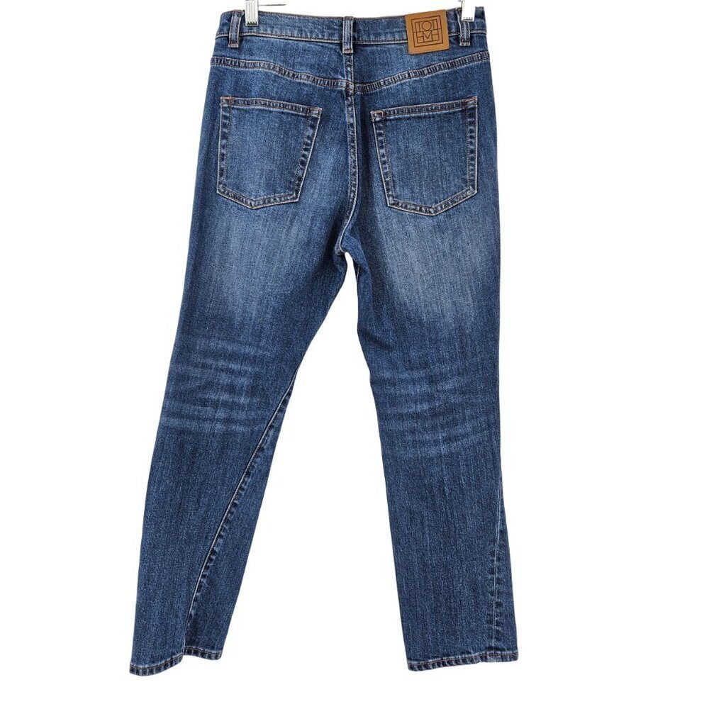 Toteme Original Ripped Twisted Seam Jeans Dark Wash Women’s Size 25 Straight Leg - Picture 6 of 16